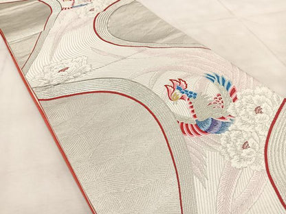 平和屋着物◎六通柄袋帯 唐織 九百錦 プラチナ箔 白鳳彩華文 正絹 逸品 BAAU8639yc