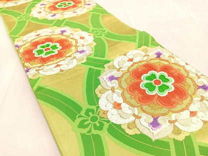 平和屋着物◎六通柄袋帯 唐織 立涌正倉院花文 金銀糸 正絹 逸品 BAAU8641yc