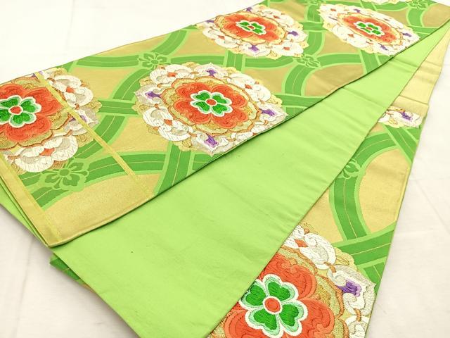 平和屋着物◎六通柄袋帯 唐織 立涌正倉院花文 金銀糸 正絹 逸品 BAAU8641yc