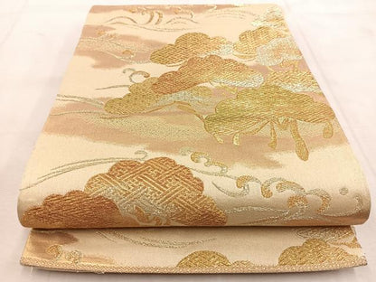 平和屋着物◎六通柄袋帯　浜松　金糸　正絹　逸品　BAAU8659yc