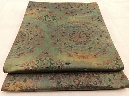 平和屋着物◎六通柄袋帯　ふくれ織　正倉院花文　正絹　逸品　BAAU8670yc
