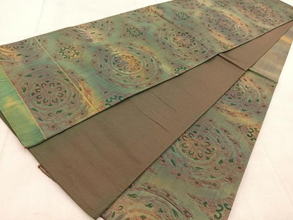 平和屋着物◎六通柄袋帯　ふくれ織　正倉院花文　正絹　逸品　BAAU8670yc