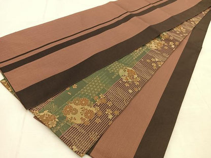 平和屋着物◎両面　全通柄袋帯　吉祥花丸文　正絹　逸品　BAAU8719yc