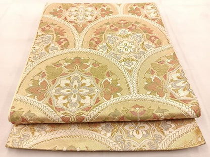 平和屋着物◎六通柄袋帯　唐織　花蝶青海波　金銀糸　正絹　逸品　BAAU8793yc