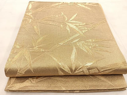 平和屋着物◎六通柄袋帯　笹竹文　金糸　正絹　逸品　BAAU8815yc