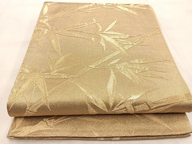 平和屋着物◎六通柄袋帯　笹竹文　金糸　正絹　逸品　BAAU8815yc