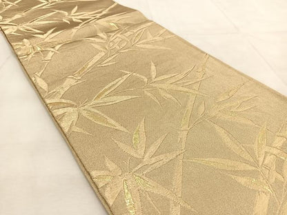 平和屋着物◎六通柄袋帯　笹竹文　金糸　正絹　逸品　BAAU8815yc