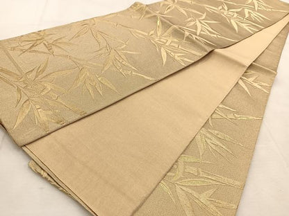 平和屋着物◎六通柄袋帯　笹竹文　金糸　正絹　逸品　BAAU8815yc
