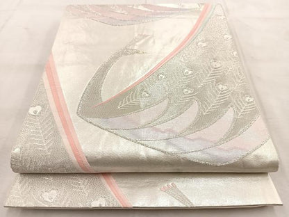 平和屋着物◎六通柄袋帯　唐織　孔雀　金銀糸　正絹　逸品　BAAU8821yc