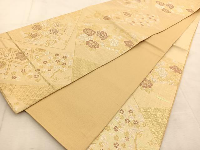 平和屋着物◎六通柄袋帯　唐織　吉祥草花文　金糸　正絹　逸品　BAAU8863yc