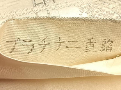 平和屋着物◎六通柄袋帯　渡橋風景文　プラチナ二重箔　正絹　逸品　BAAU8869yc