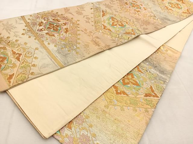 平和屋着物◎六通柄袋帯　正倉院花菱文　金銀糸　正絹　逸品　BAAU8887yc