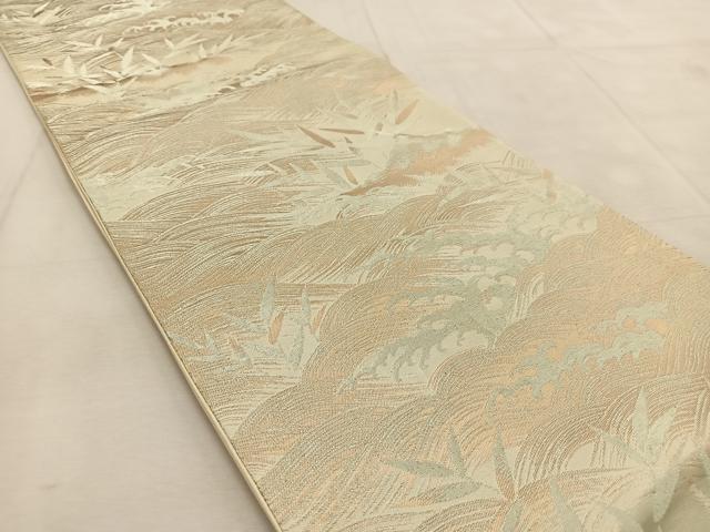 平和屋着物◎西陣 六通柄袋帯 立波文 金銀糸 正絹 逸品 BAAU8891yc