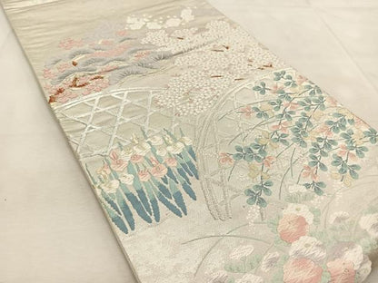 平和屋着物◎六通柄袋帯　唐織　光悦寺　金銀糸　正絹　逸品　BAAU8899yc