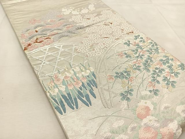 平和屋着物◎六通柄袋帯　唐織　光悦寺　金銀糸　正絹　逸品　BAAU8899yc