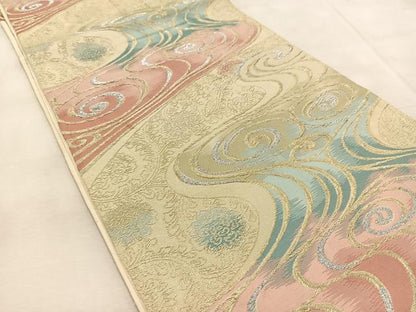 平和屋着物◎六通柄袋帯　花流水　金銀糸　三越扱い　BAAU8901yc