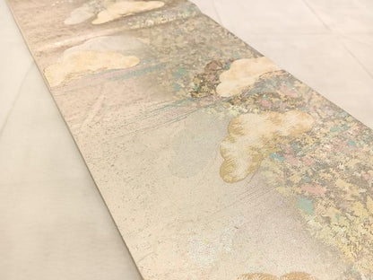 平和屋着物◎六通柄袋帯　笠松　金銀糸　引箔　正絹　逸品　BAAU8902yc