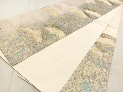 平和屋着物◎六通柄袋帯　笠松　金銀糸　引箔　正絹　逸品　BAAU8902yc