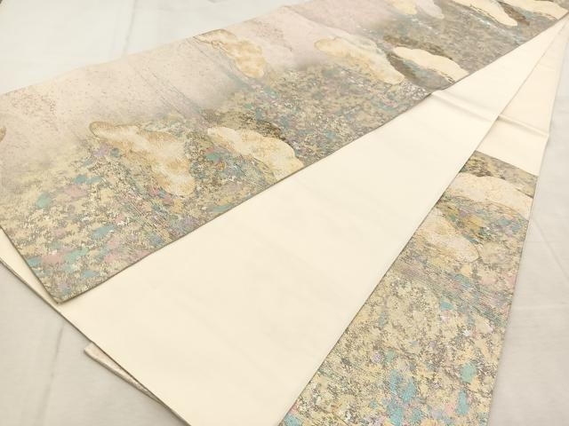 平和屋着物◎六通柄袋帯　笠松　金銀糸　引箔　正絹　逸品　BAAU8902yc