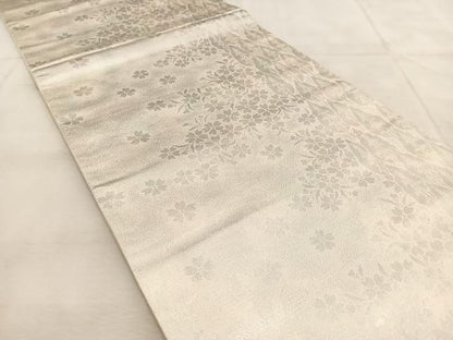 平和屋着物◎全通柄袋帯　唐織　京北山　ワンポイント　銀糸　正絹　逸品　BAAU8923yc
