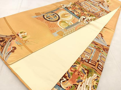 平和屋着物◎六通柄袋帯　唐織　鉾　金銀糸　正絹　逸品　BAAU8929yc