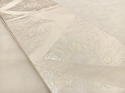 平和屋着物◎六通柄袋帯　唐織　更紗花菱文　銀糸　正絹　逸品　BAAU8930yc