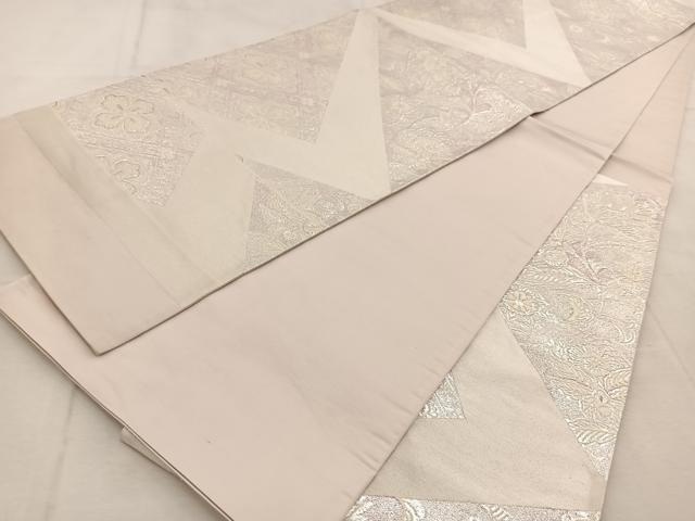 平和屋着物◎六通柄袋帯　唐織　更紗花菱文　銀糸　正絹　逸品　BAAU8930yc