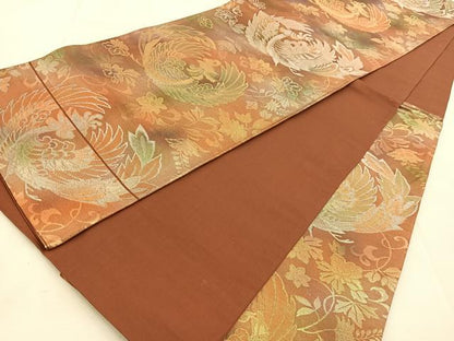 平和屋着物◎六通柄袋帯　鳳凰花文　金銀糸　引箔　正絹　逸品　BAAU8933yc