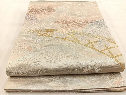 平和屋着物◎六通柄袋帯　唐織　籬草花文　金銀糸　正絹　逸品　BAAU8936yc