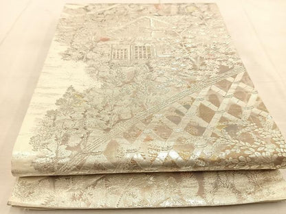 平和屋着物◎六通柄袋帯　風景樹林文　古京錦　二重引箔　正絹　逸品　BAAU8939yc