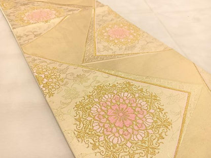 平和屋着物◎六通柄袋帯　唐織　正倉院花文　金糸　正絹　逸品　BAAU8946yc