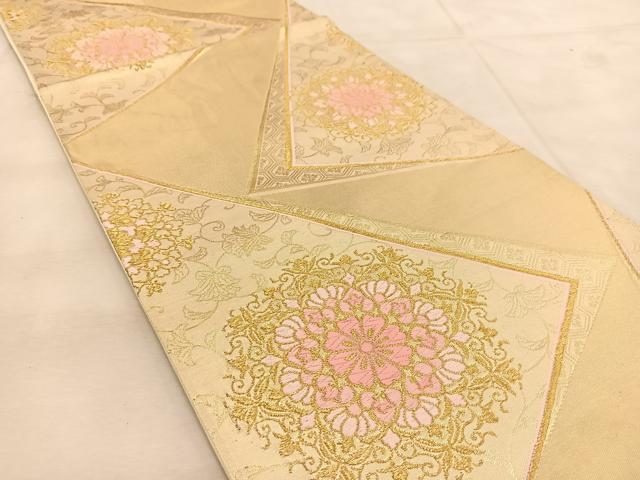 平和屋着物◎六通柄袋帯　唐織　正倉院花文　金糸　正絹　逸品　BAAU8946yc