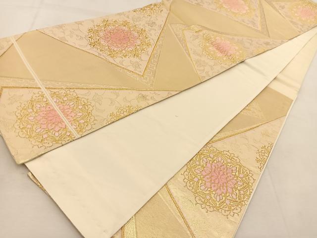 平和屋着物◎六通柄袋帯　唐織　正倉院花文　金糸　正絹　逸品　BAAU8946yc