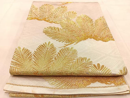平和屋着物◎六通柄袋帯　若松葉　金糸　正絹　逸品　BAAU8979yc