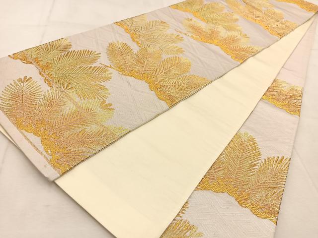 平和屋着物◎六通柄袋帯　若松葉　金糸　正絹　逸品　BAAU8979yc