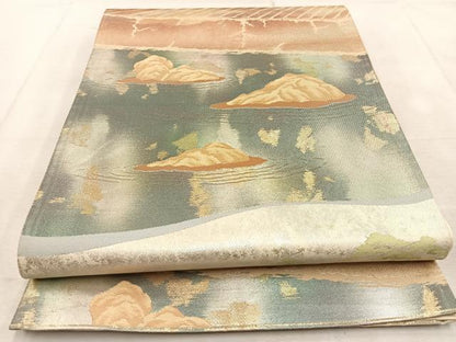 平和屋着物◎六通柄袋帯　枯山水　金銀糸　引箔　正絹　逸品　BAAU8985yc