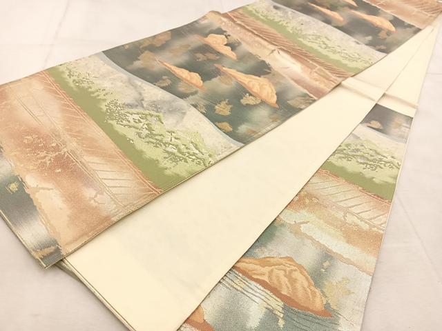 平和屋着物◎六通柄袋帯　枯山水　金銀糸　引箔　正絹　逸品　BAAU8985yc