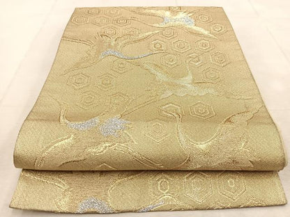 平和屋着物◎六通柄　京袋帯　飛鶴亀甲文　金銀糸　正絹　逸品　BAAU9009yc