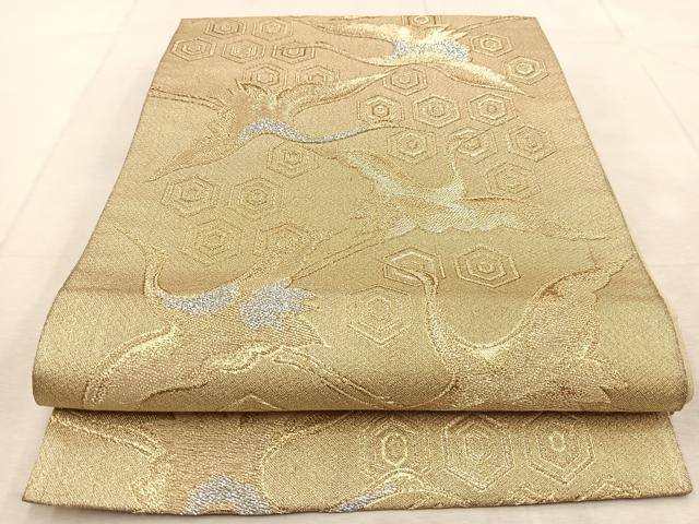 平和屋着物◎六通柄　京袋帯　飛鶴亀甲文　金銀糸　正絹　逸品　BAAU9009yc