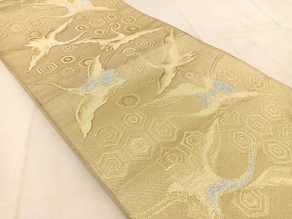 平和屋着物◎六通柄　京袋帯　飛鶴亀甲文　金銀糸　正絹　逸品　BAAU9009yc