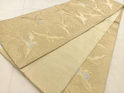 平和屋着物◎六通柄　京袋帯　飛鶴亀甲文　金銀糸　正絹　逸品　BAAU9009yc