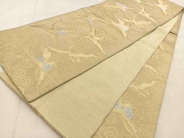 平和屋着物◎六通柄　京袋帯　飛鶴亀甲文　金銀糸　正絹　逸品　BAAU9009yc