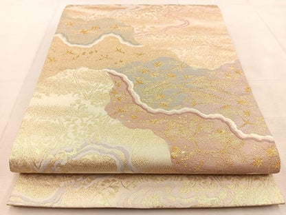 平和屋着物◎六通柄袋帯　道長花鳥文　数寄屋　金糸　正絹　逸品　BAAU9015yc
