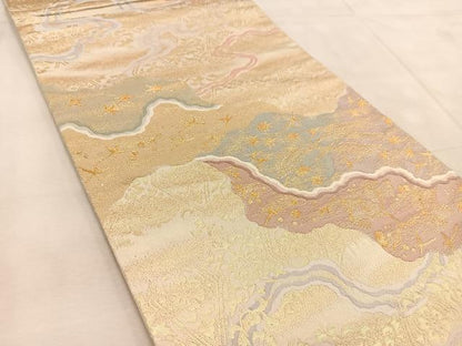 平和屋着物◎六通柄袋帯　道長花鳥文　数寄屋　金糸　正絹　逸品　BAAU9015yc