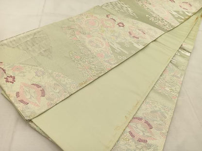 平和屋着物◎六通柄袋帯 唐織 吉祥花鳥文 金銀糸 正絹 逸品 BAAU9026yc