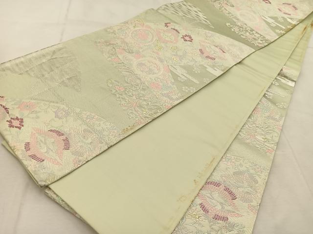 平和屋着物◎六通柄袋帯 唐織 吉祥花鳥文 金銀糸 正絹 逸品 BAAU9026yc