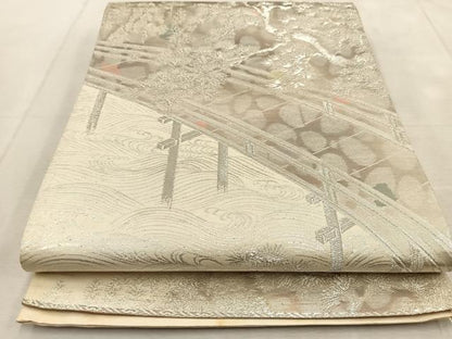 平和屋着物◎六通柄袋帯 渡橋松文 古京錦 二重引箔 正絹 逸品 BAAU9032yc
