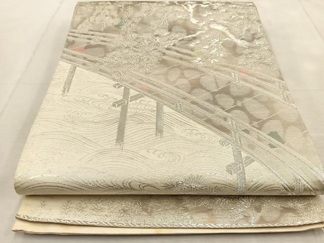 平和屋着物◎六通柄袋帯 渡橋松文 古京錦 二重引箔 正絹 逸品 BAAU9032yc