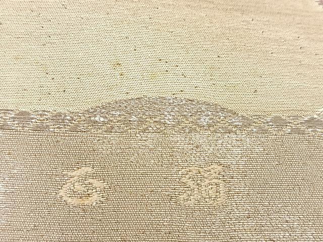 平和屋着物◎六通柄袋帯　飛鶴立波文　銀糸　正絹　逸品　BAAU9037yc