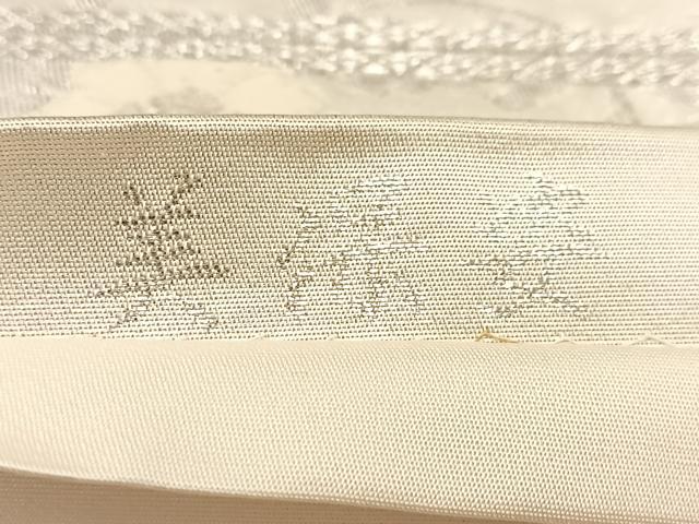 平和屋着物◎六通柄袋帯 美保姿 扇面花車文 銀糸 正絹 逸品 BAAU9040yc